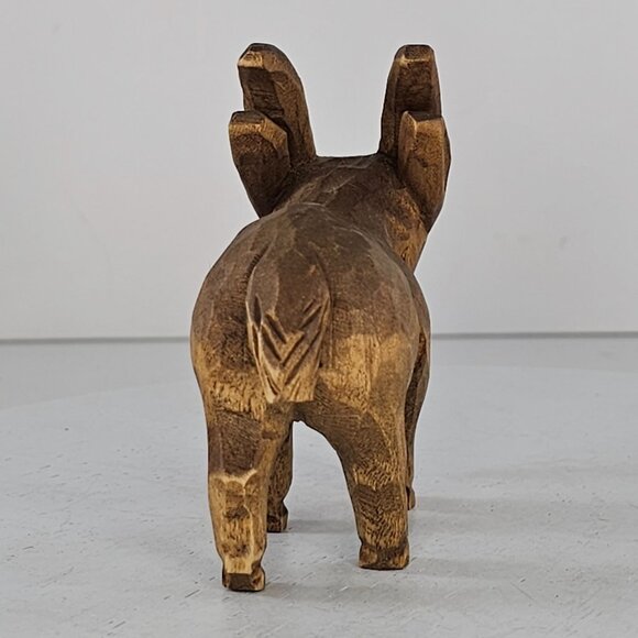 Hand-Carved Wooden Goat Figurine With Intricate Detailing Signed Folk Art - Picture 4 of 8